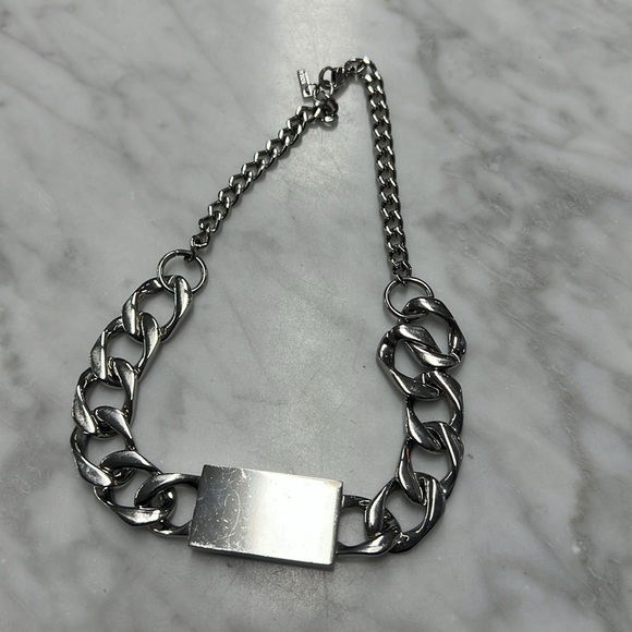 Shopbop Silver Chunky Chain Choker Nameplate Necklace Small Version - Picture 2 of 5